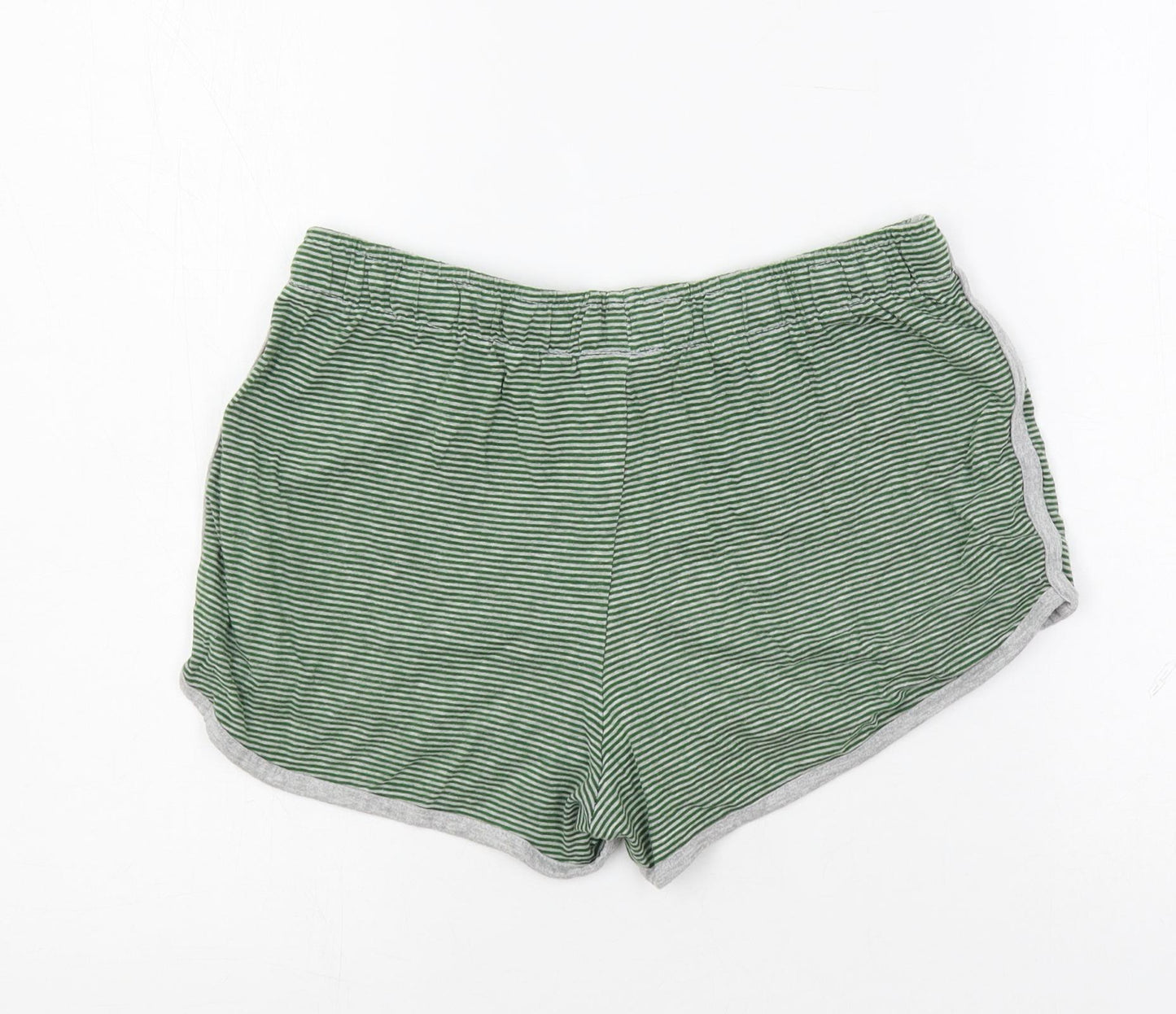 Harry Potter Womens Green Striped Cotton Sweat Shorts Size 10 L3 in Regular Drawstring - Elastic Waist
