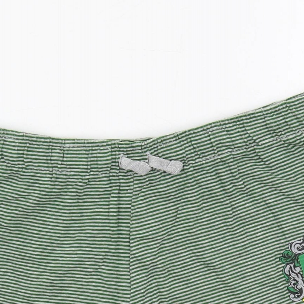 Harry Potter Womens Green Striped Cotton Sweat Shorts Size 10 L3 in Regular Drawstring - Elastic Waist