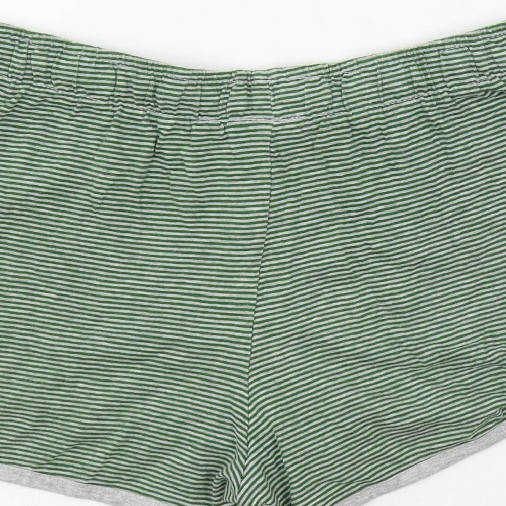 Harry Potter Womens Green Striped Cotton Sweat Shorts Size 10 L3 in Regular Drawstring - Elastic Waist