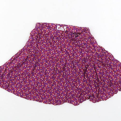 Zara Girls Purple Floral Viscose Skater Skort Size 8 Years Regular - Elastic Waist