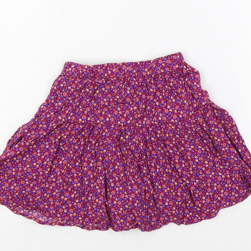 Zara Girls Purple Floral Viscose Skater Skort Size 8 Years Regular - Elastic Waist