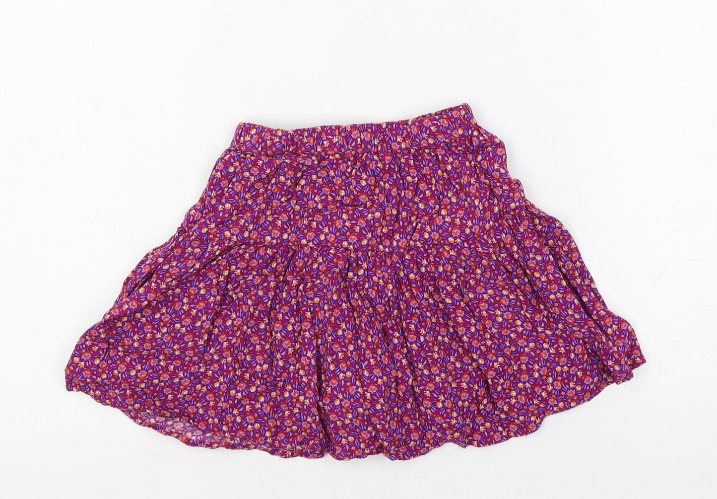 Zara Girls Purple Floral Viscose Skater Skort Size 8 Years Regular - Elastic Waist
