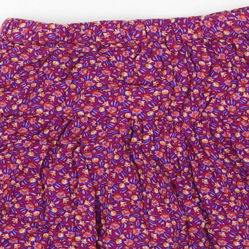 Zara Girls Purple Floral Viscose Skater Skort Size 8 Years Regular - Elastic Waist