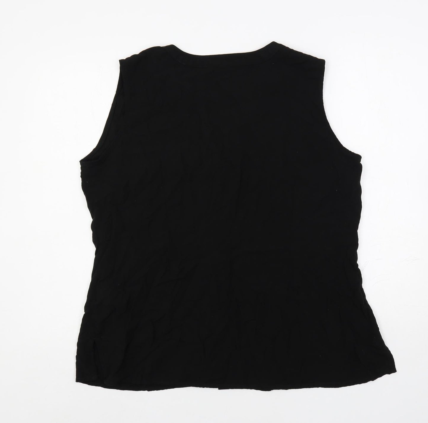 bonprix Womens Black Viscose Basic Button-Up Size 20 V-Neck
