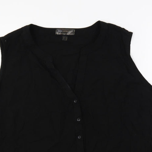 bonprix Womens Black Viscose Basic Button-Up Size 20 V-Neck
