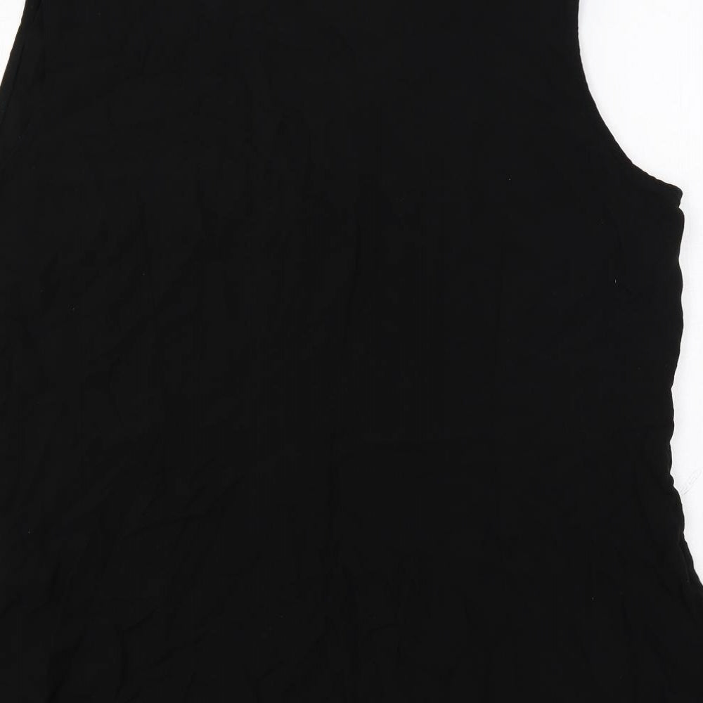 bonprix Womens Black Viscose Basic Button-Up Size 20 V-Neck