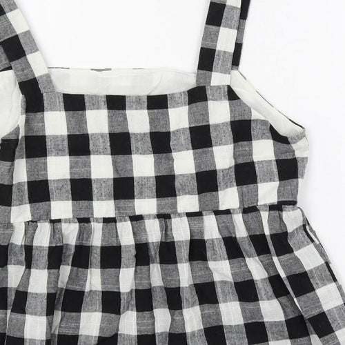 Nobody's Child Womens Black Check Polyester Basic Tank Size 12 Square Neck - Peplum