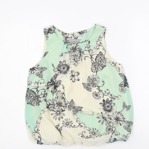 Dorothy Perkins Womens Green Floral Polyester Basic Blouse Size 10 Round Neck
