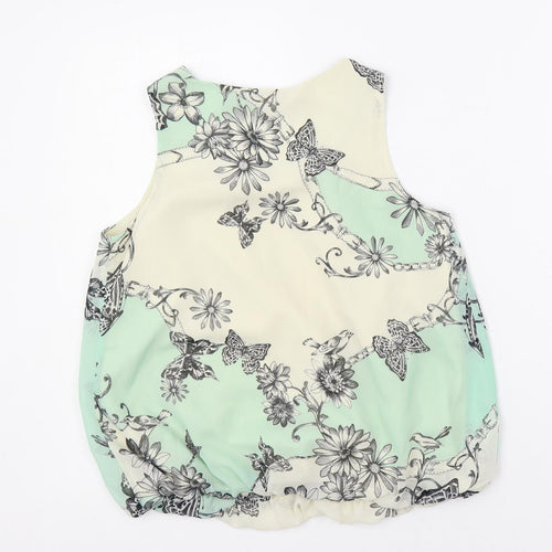 Dorothy Perkins Womens Green Floral Polyester Basic Blouse Size 10 Round Neck