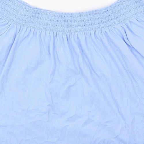 Marks and Spencer Womens Blue Cotton Basic Blouse Size 10 Off the Shoulder