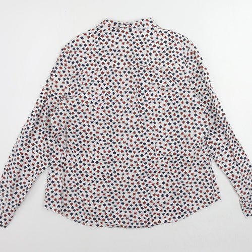 Boden Womens White Floral Cotton Basic Button-Up Size M Collared