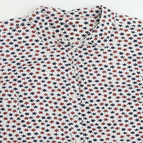 Boden Womens White Floral Cotton Basic Button-Up Size M Collared