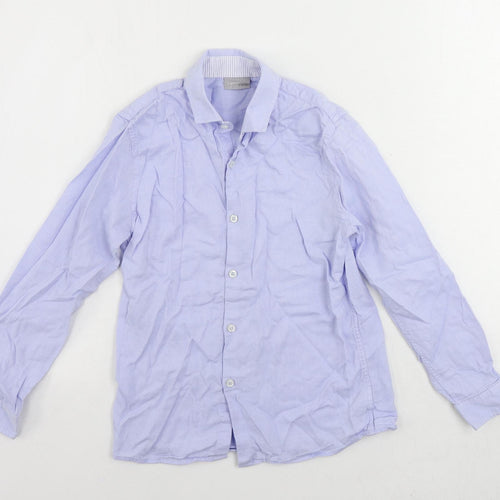 NEXT Boys Blue Cotton Basic Button-Up Size 10 Years Collared Button