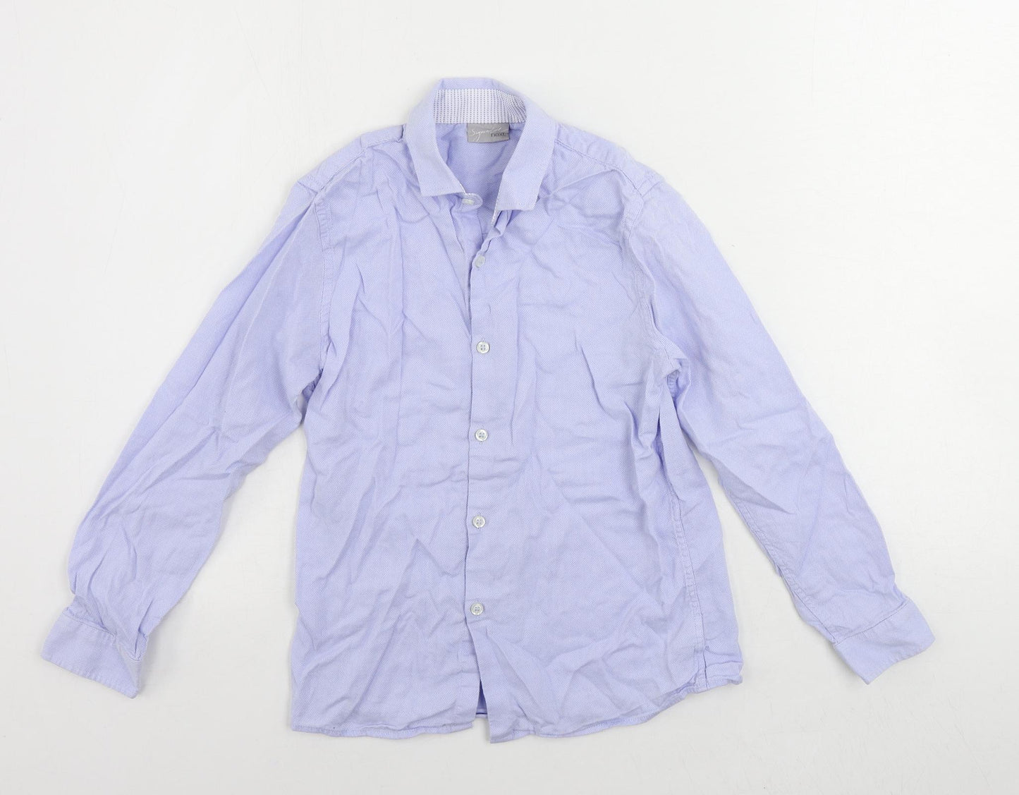 NEXT Boys Blue Cotton Basic Button-Up Size 10 Years Collared Button