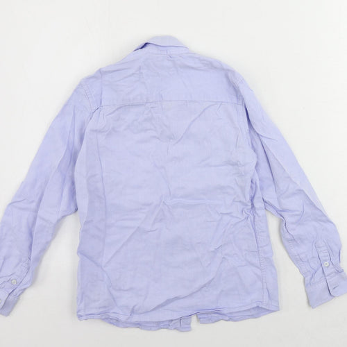 NEXT Boys Blue Cotton Basic Button-Up Size 10 Years Collared Button