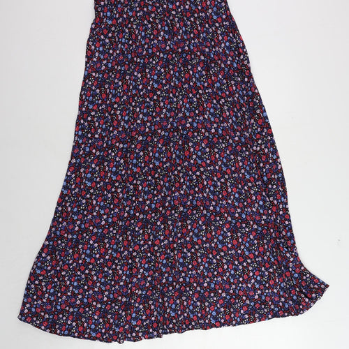 Only Womens Blue Floral Polyester Maxi Skirt Size 8 - Elastic waist