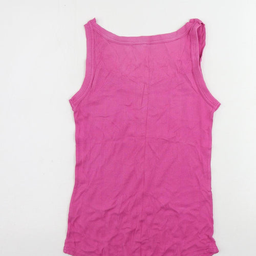 Marks and Spencer Womens Pink Cotton Basic Tank Size 16 Round Neck