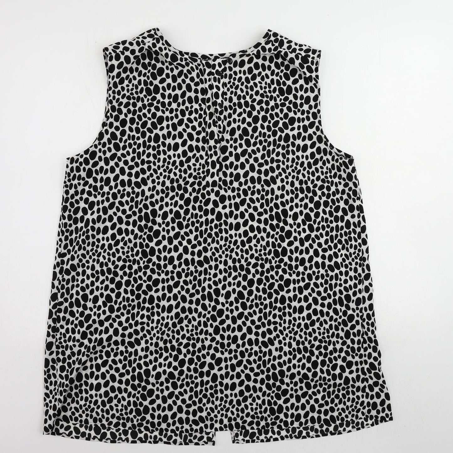 Autograph Womens Black Animal Print Polyester Basic Blouse Size 16 V-Neck