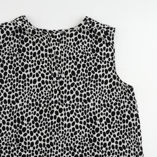 Autograph Womens Black Animal Print Polyester Basic Blouse Size 16 V-Neck