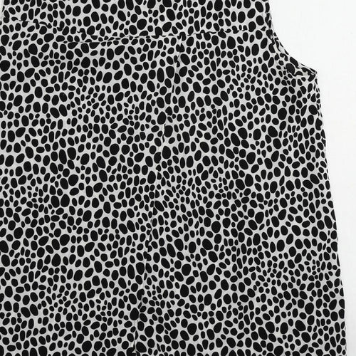 Autograph Womens Black Animal Print Polyester Basic Blouse Size 16 V-Neck