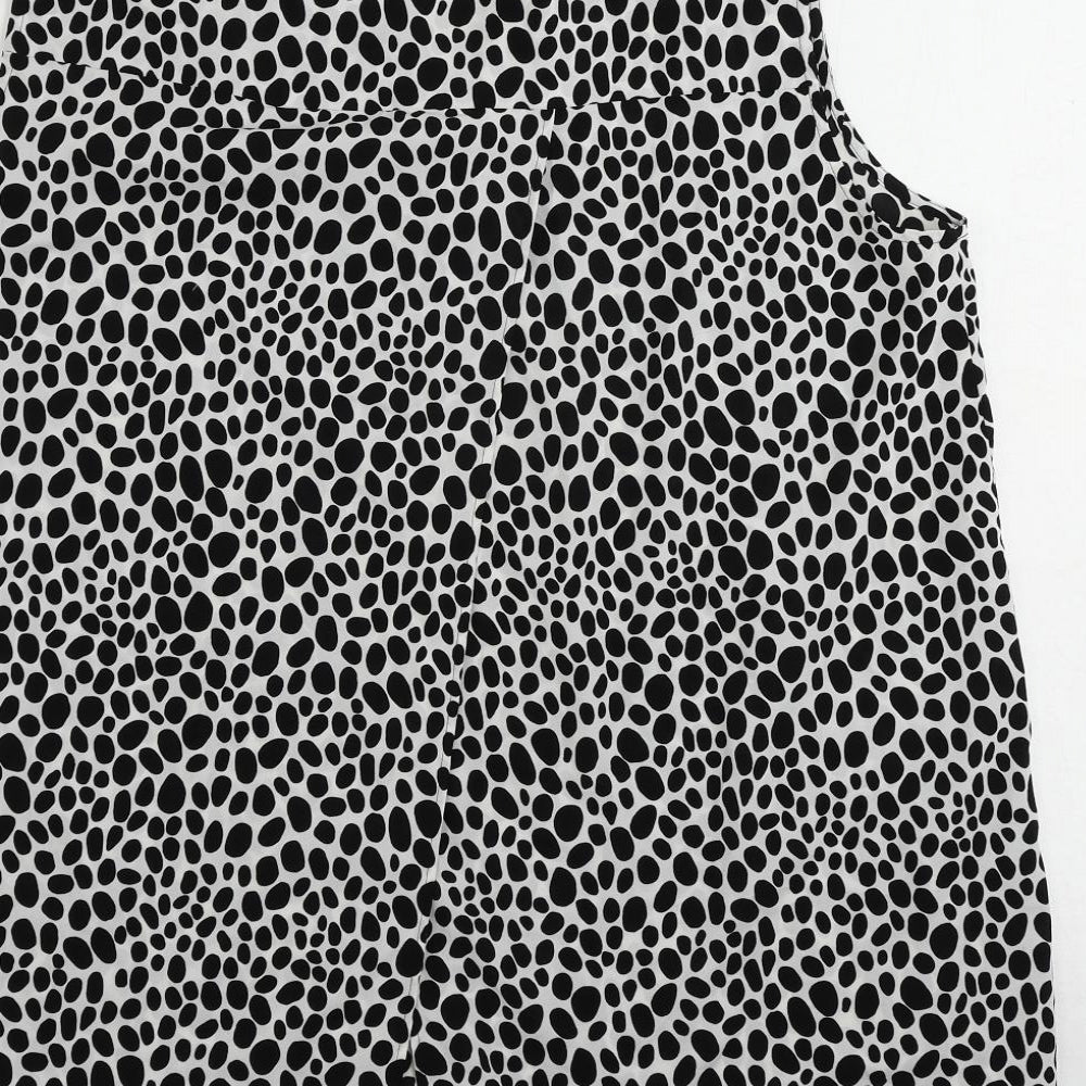 Autograph Womens Black Animal Print Polyester Basic Blouse Size 16 V-Neck
