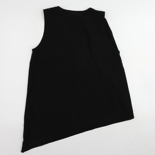H&M Womens Black Polyester Basic Blouse Size 12 V-Neck - Asymmetric
