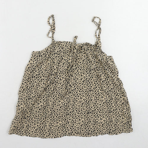 John Lewis Womens Beige Animal Print Viscose Camisole Tank Size 10 Square Neck