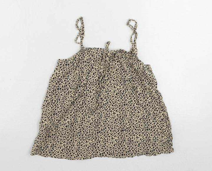 John Lewis Womens Beige Animal Print Viscose Camisole Tank Size 10 Square Neck