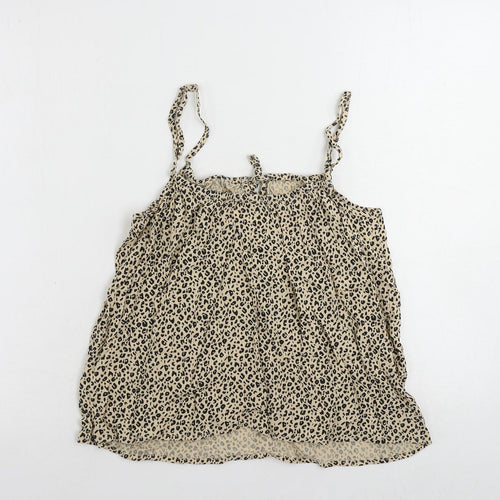 John Lewis Womens Beige Animal Print Viscose Camisole Tank Size 10 Square Neck