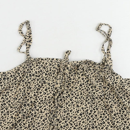 John Lewis Womens Beige Animal Print Viscose Camisole Tank Size 10 Square Neck