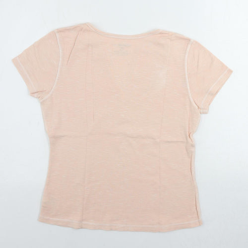 Eddie Bauer Womens Pink Cotton Basic T-Shirt Size M V-Neck