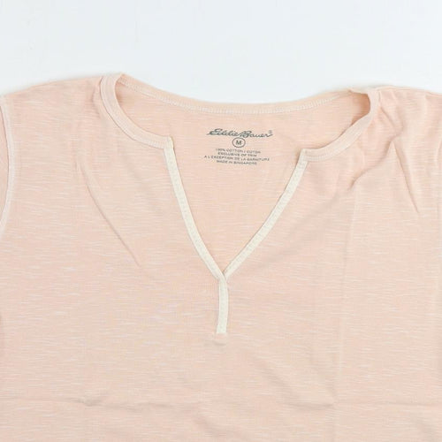 Eddie Bauer Womens Pink Cotton Basic T-Shirt Size M V-Neck