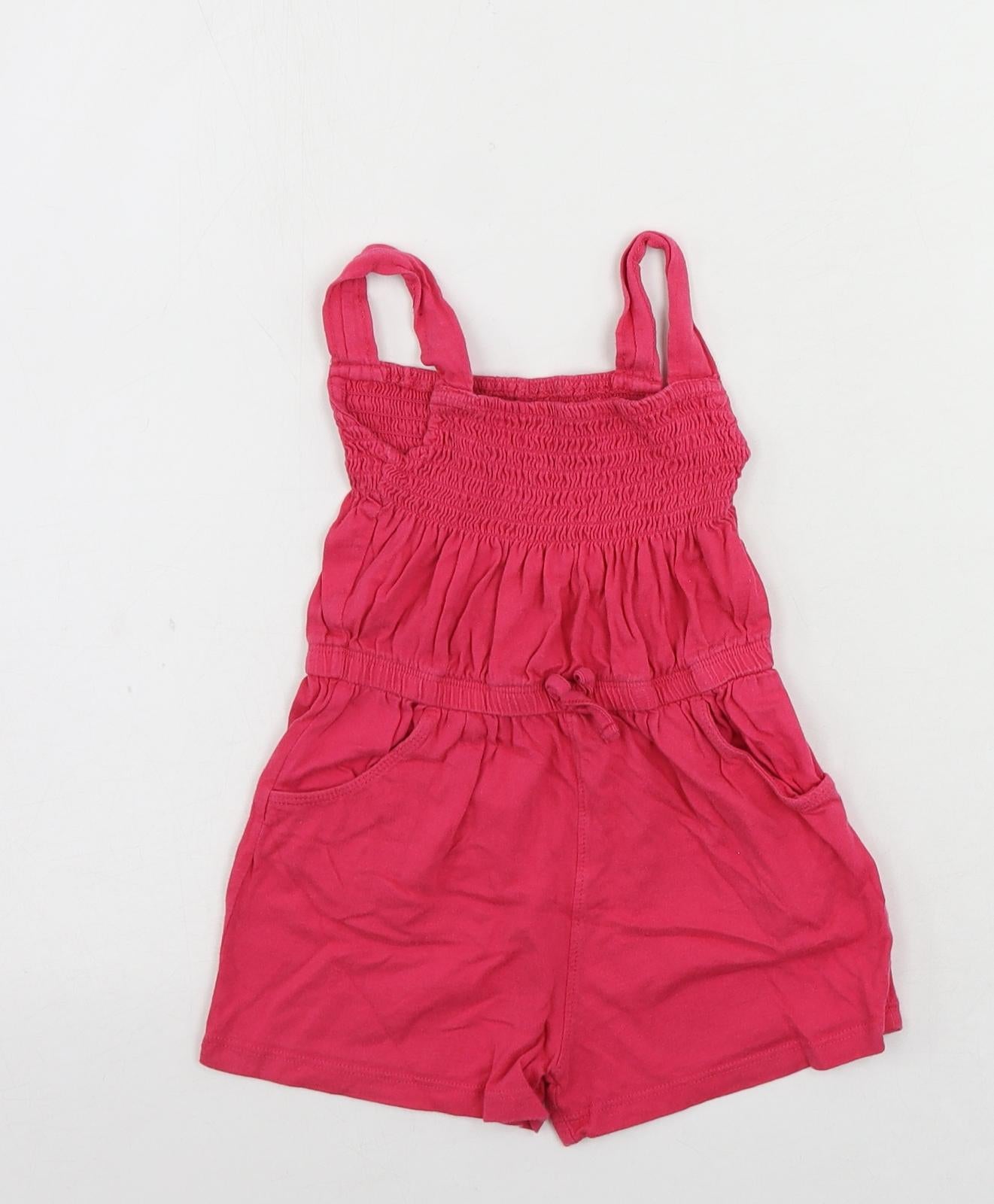 Blue Zoo Girls Pink Cotton Playsuit One-Piece Size 3-4 Years Pullover - Pockets