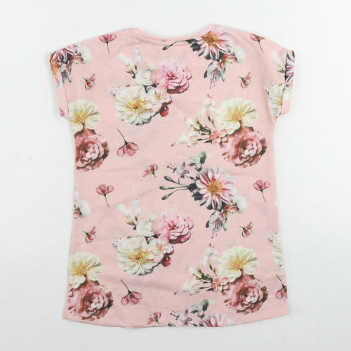 Firetrap Girls Pink Floral Polyester Pullover T-Shirt Size 9-10 Years Crew Neck Pullover