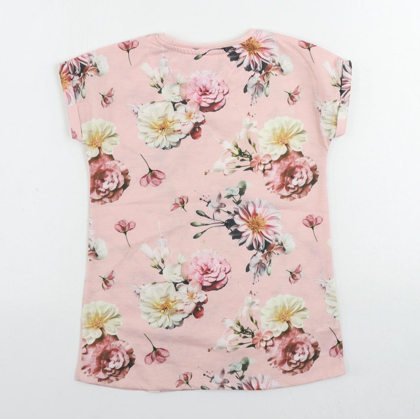 Firetrap Girls Pink Floral Polyester Pullover T-Shirt Size 9-10 Years Crew Neck Pullover