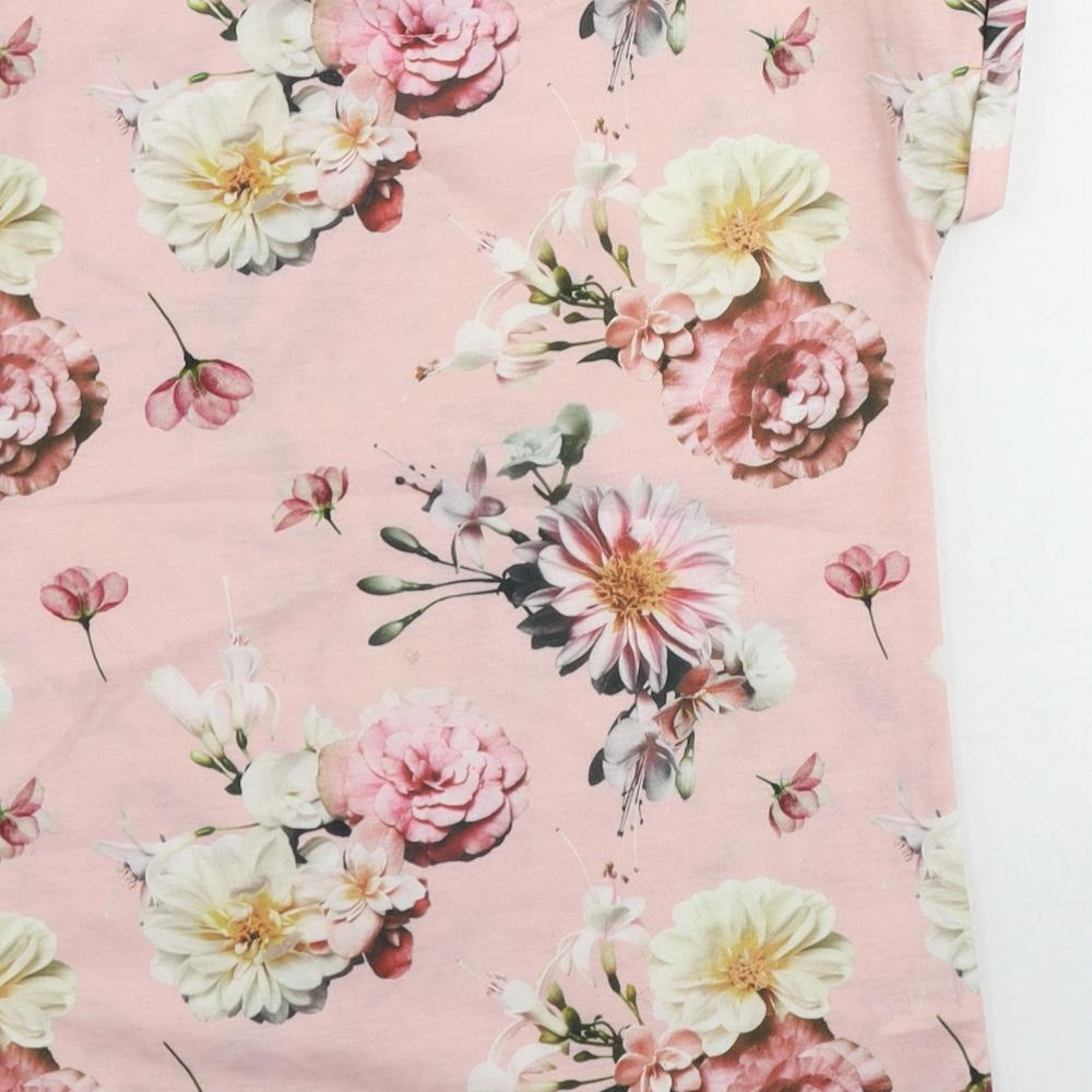 Firetrap Girls Pink Floral Polyester Pullover T-Shirt Size 9-10 Years Crew Neck Pullover