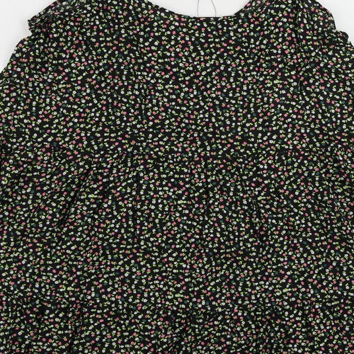 Marks and Spencer Womens Black Floral Viscose Slip Dress Size 14 Scoop Neck Pullover