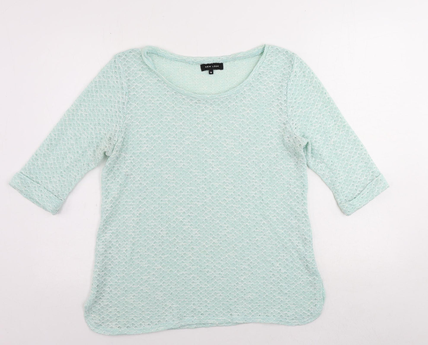 New Look Womens Green Boat Neck Polyester Pullover Jumper Size 16