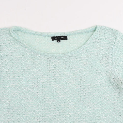 New Look Womens Green Boat Neck Polyester Pullover Jumper Size 16