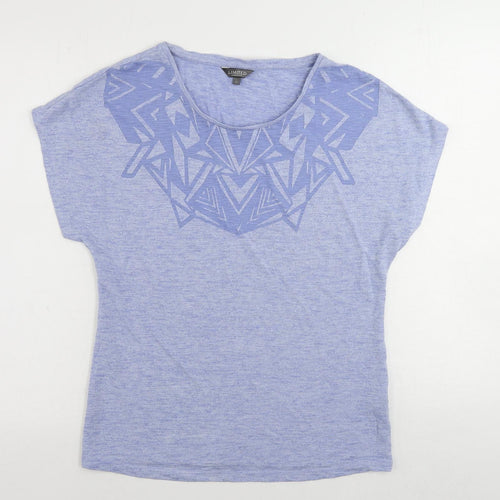 Limited Collection Womens Blue Polyester Basic T-Shirt Size 14 Boat Neck - Neckline Detail