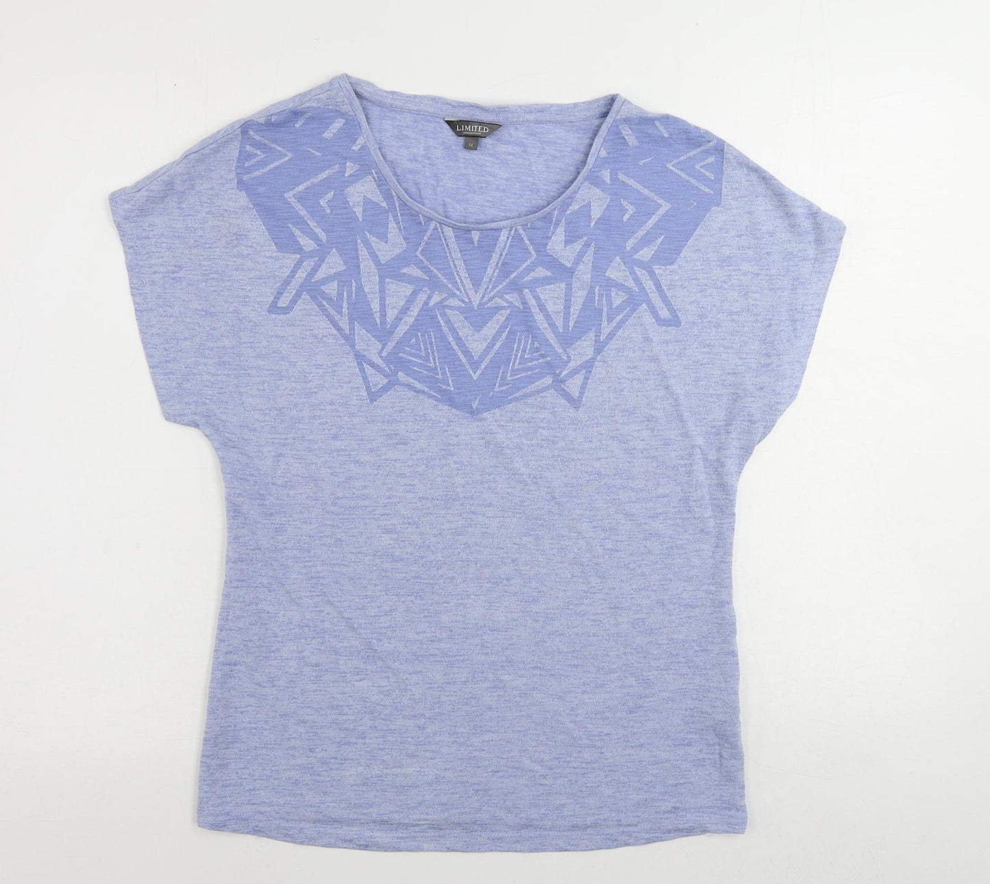 Limited Collection Womens Blue Polyester Basic T-Shirt Size 14 Boat Neck - Neckline Detail