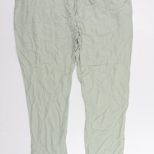 ASOS Womens Green Viscose Trousers Size 40 in L28 in Regular Drawstring - Elastic Waist