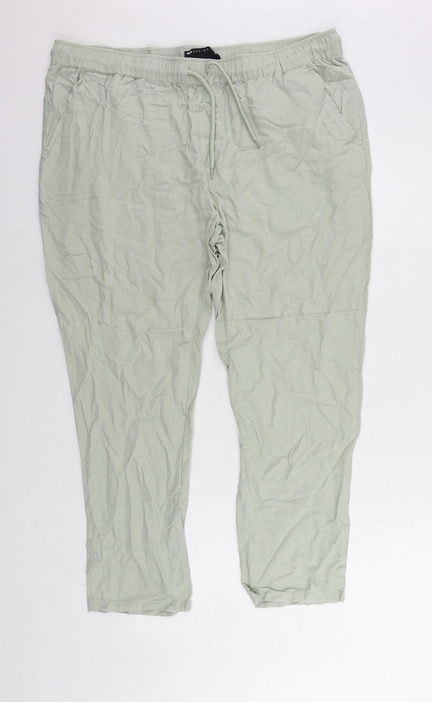 ASOS Womens Green Viscose Trousers Size 40 in L28 in Regular Drawstring - Elastic Waist
