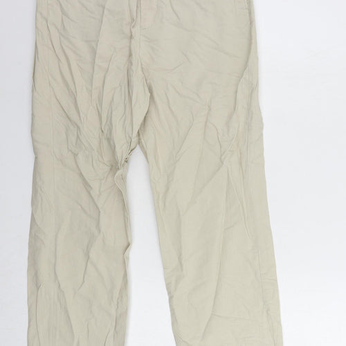 Uniqlo Womens Beige Viscose Trousers Size 28 in L29 in Regular Button