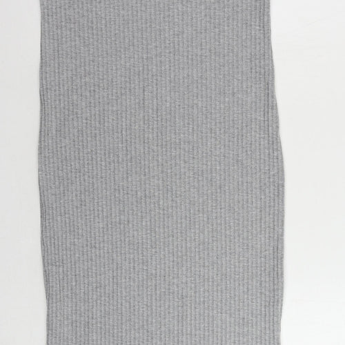 Marks and Spencer Womens Grey Polyester Tank Dress Size 8 V-Neck Pullover - Ribbed