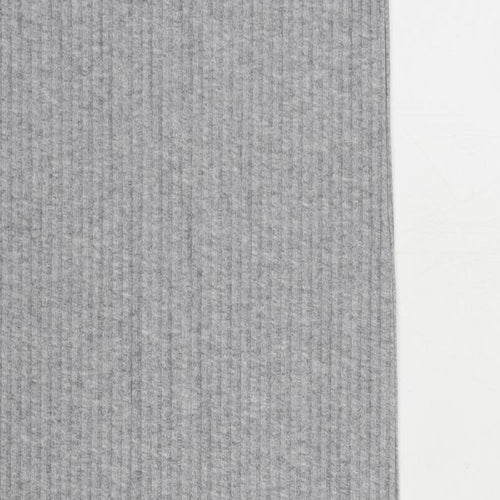 Marks and Spencer Womens Grey Polyester Tank Dress Size 8 V-Neck Pullover - Ribbed
