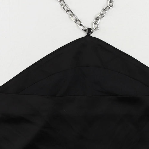 Nasty Gal Womens Black Polyester Cropped Blouse Size 10 Halter - Chain Detail