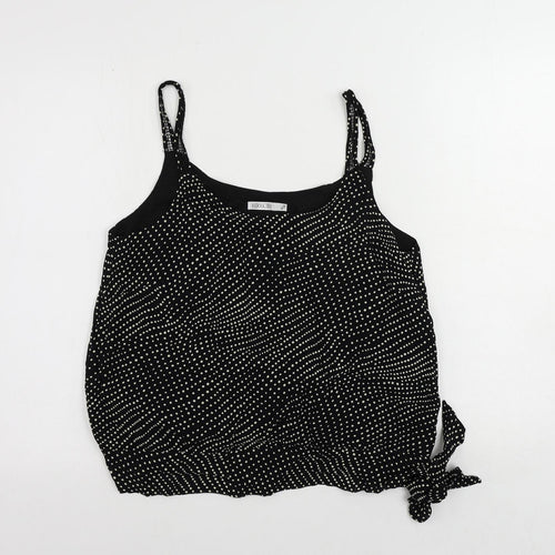 GOLD Womens Black Polka Dot Polyester Camisole Tank Size 14 Scoop Neck - Tie Side
