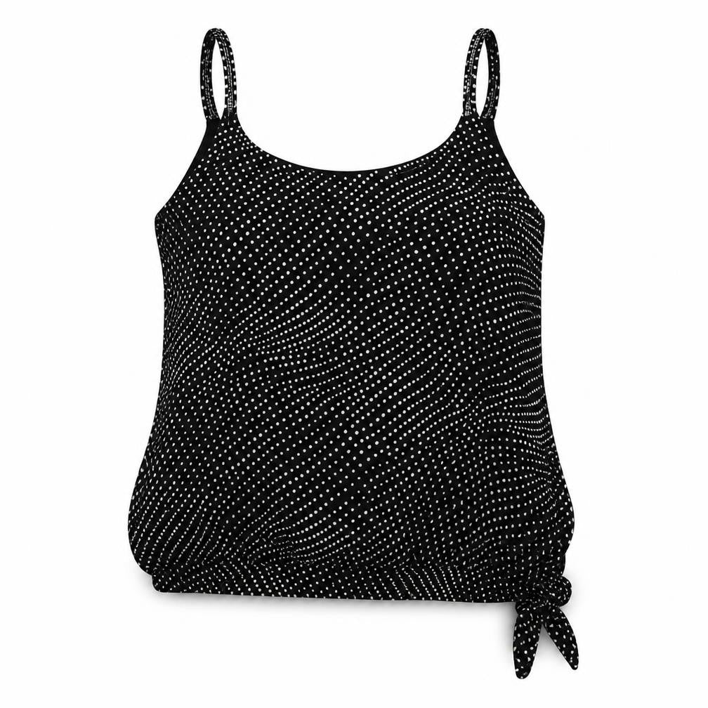 GOLD Womens Black Polka Dot Polyester Camisole Tank Size 14 Scoop Neck - Tie Side