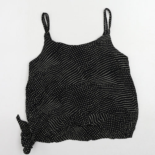GOLD Womens Black Polka Dot Polyester Camisole Tank Size 14 Scoop Neck - Tie Side